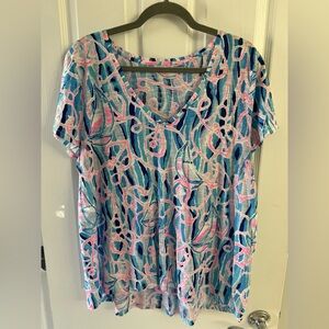 Lilly Pulitzer Etta V-Neck Tee Shirt XXL